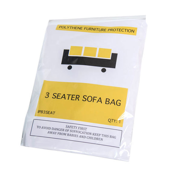 Clear Polythene 3 - Seat Sofa Dust Cover Protection Storage Bags